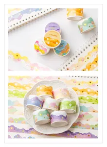 Gros plan de rubans washi décoratifs nuage de rêve avec des détails en feuille d'or