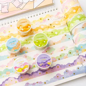 Cloud Dreamworld Gold Foil Washi Tape Irregular Die-Cut Decorative Masking Tape For Scrapbooking Journaling Student DIY