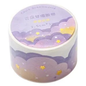 Joli ruban adhésif washi monde des rêves de nuages violets avec dorure pour journal
