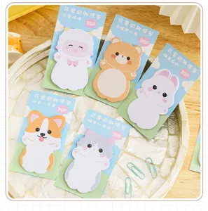 Detail showing cute animal-shaped sticky notes set with 5 unique cartoon character designs