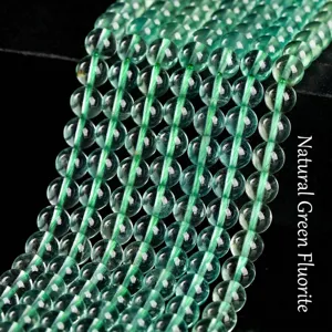 Natural Green Fluorite Round Loose Beads DIY Jewelry Bracelet Making Polished 8A Grade Gemstone Accessories