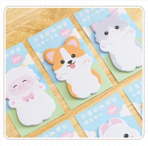 Detail view of cute cartoon animal shaped sticky notes for creative memo taking