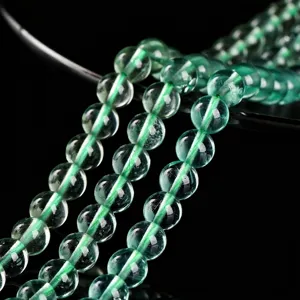 8A grade natural green fluorite round beads for DIY jewelry with crystal texture