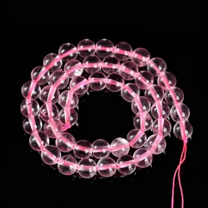 5A grade natural ice-clear rose quartz round loose beads for DIY handmade jewelry