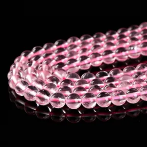 High quality 5A natural translucent pink rose quartz beads for DIY jewelry making