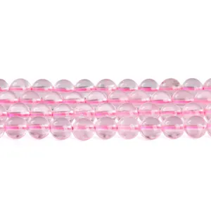 Natural ice pink quartz round beads for DIY jewelry making with smooth finish