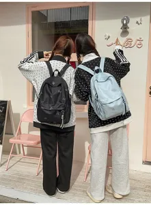 Casual minimalist Japanese style canvas backpack with butterfly patterns for daily use
