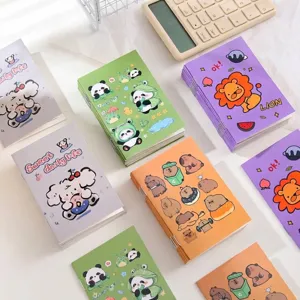 Set of cartoon mini ruled notebooks with cute animal illustrations for students