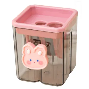Taille-crayon mignon de dessin animé à deux trous avec lapin rose pour enfants