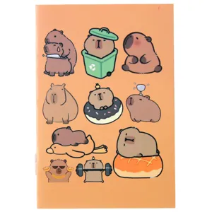 Cute cartoon capybara mini notebook with lined pages for student school stationery.