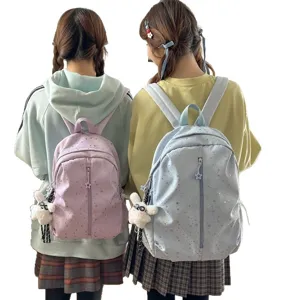 Mochila escolar de estilo coreano con patrón de cielo estrellado para viaje ligera