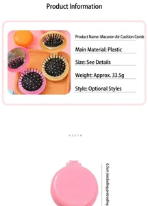 Pettine per capelli pieghevole portatile con cuscino d'aria e specchio, design macaron.