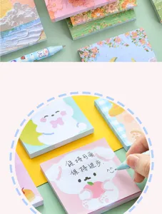 Detailopname van 3D olieverf schilderij sticky notes, creatieve memo blokken schattig.