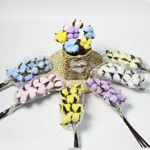 Bouquet de fleurs de coton coloré décoratif DIY fait main séché pour jolie déco