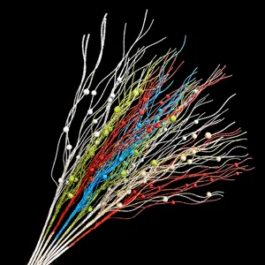 Glitter Berry Stem Christmas Tree Decoration Curly Dragon Whisker Spray Metallic Artificial Picks Festive Home Holiday Party Ornament Arrangements DIY Crafts Accessory