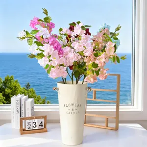 Artificial curled hydrangea flowers long stem home decor living room table photography props