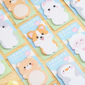 Set of cute cartoon animal shaped sticky notes with 30 sheets each for students