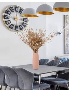 Künstliche goldene Glitzerbeeren Blumen Zweige mit rosa Vase für tolle Party Hochzeitsdeko.