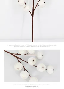 Détail de tige de citrouille artificielle blanche à trois branches et neuf têtes