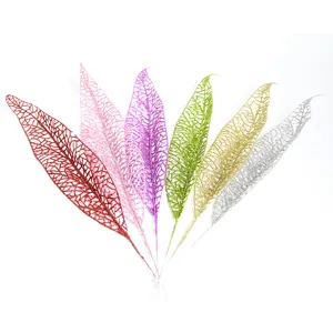 Decorazione Foglia di Plastica Glitterata Vuota di Natale Foglia di Spada Luccicante Artificiale per Ornamenti per Alberi