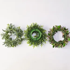 Künstliche Tannenzapfen Eukalyptus Kerzenring Set für Weihnachtsfeier Tischdeko Foto-Requisiten.