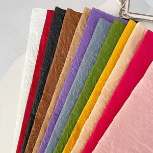 Premium colorful hand-crumpled paper sheets for elegant flower wrapping and gift packaging