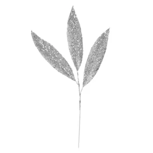 Silberne Glitzer-Weihnachtsblattzweige für Baumschmuck und festliche Blumengestecke