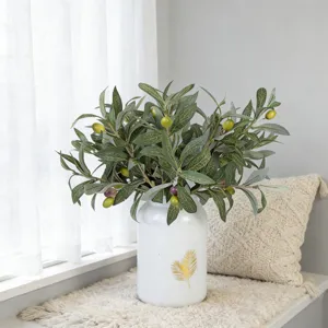 Branches d'olivier artificielles fruits plante verte déco vase maison style européen