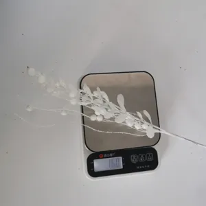 Vista dettagliata del ramo di bacche natalizie artificiali glassate bianche, peso leggero di 16g.