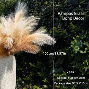 Σετ 7 τεχνητών μίσχων pampas grass για boho διακόσμηση σπιτιού και γάμου, 100 εκατ.