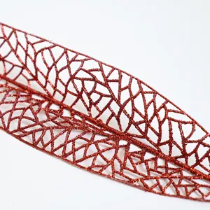 Decorazione a foglia cava con glitter rossi per albero di Natale e confezioni regalo