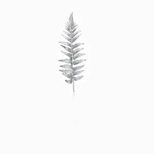 Silver glitter artificial fern leaf Christmas tree decoration plastic branch ornament