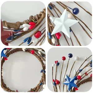 Independence Day decorative wreath red white blue star candlestick ring home party ornament