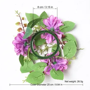 Artificial purple dahlia candle ring wreath for wedding and home table decoration