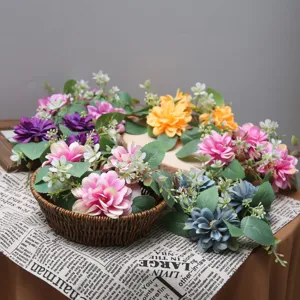 Elegant artificial dahlia floral candle rings for home and wedding table decoration
