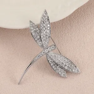 Elegant Alloy Rhinestone Dragonfly Brooch For Women Silver Color Animal Lapel Pin For Suit Cardigan Fashion Jewelry Accessories