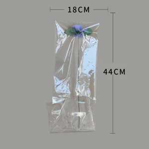 Detailed view of artificial Gesang flower in transparent wrap, showing dimensions 18x44cm.