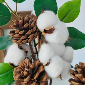 Christmas cotton pinecone floral branch detail, home decor dried flower photo prop