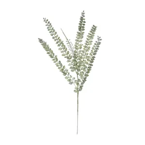 Close-up detail shot of the glitter artificial double leaf branch, perfect for vase arrangements.