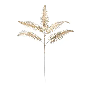 Branche de feuille persane à 5 fourches pailletée d'or pour la décoration de Noël à domicile