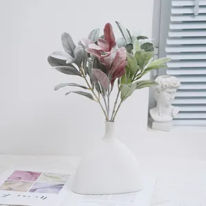 Artificial velvet lamb's ear plant branch for home decor, premium faux floral arrangement.
