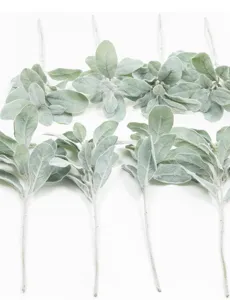 Fidate foglie di orecchio d'agnello floccate piante verdi artificiali per decorazione casa