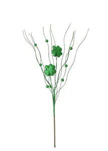 Decorazione ramo di quadrifoglio verde glitterato per San Patrizio per riempimento vasi