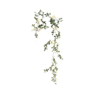Ghirlanda di fiori artificiali eucalipto rosa per decorazione matrimonio e casa.
