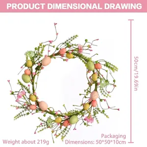 Easter egg and berry wreath with 50cm diameter including product dimensional drawing details