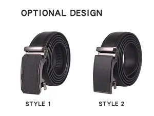 Comparison of two men's black leather belts with different automatic buckle designs
