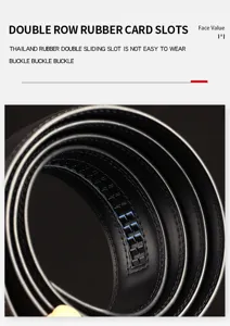 Detailed view of durable double row rubber card slots on men's leather belt track