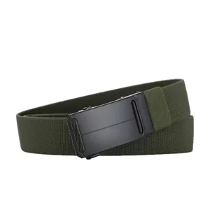 Army green high elastic nylon tactical belt for men with matte black automatic buckle