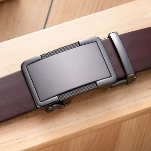 Men Business Automatic Buckle Belt Genuine Top Layer Cowhide Leather Classic Waist Strap For Men Casual Formal Dress Belt
