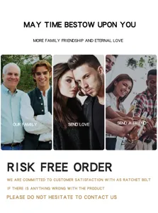 High-quality men's leather ratchet belt risk-free order guarantee with gift imagery.